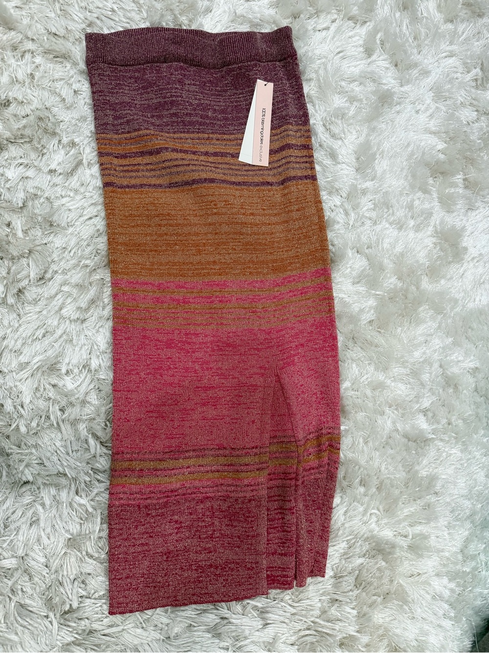 Aqua Multicolor Striped Knit Midi Skirt - Pink, Brown, Purple